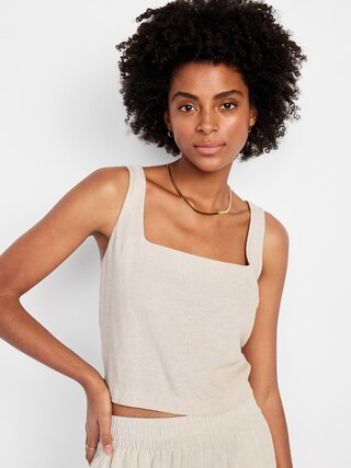Sleeveless Linen-Blend Cropped Top | Old Navy (US)