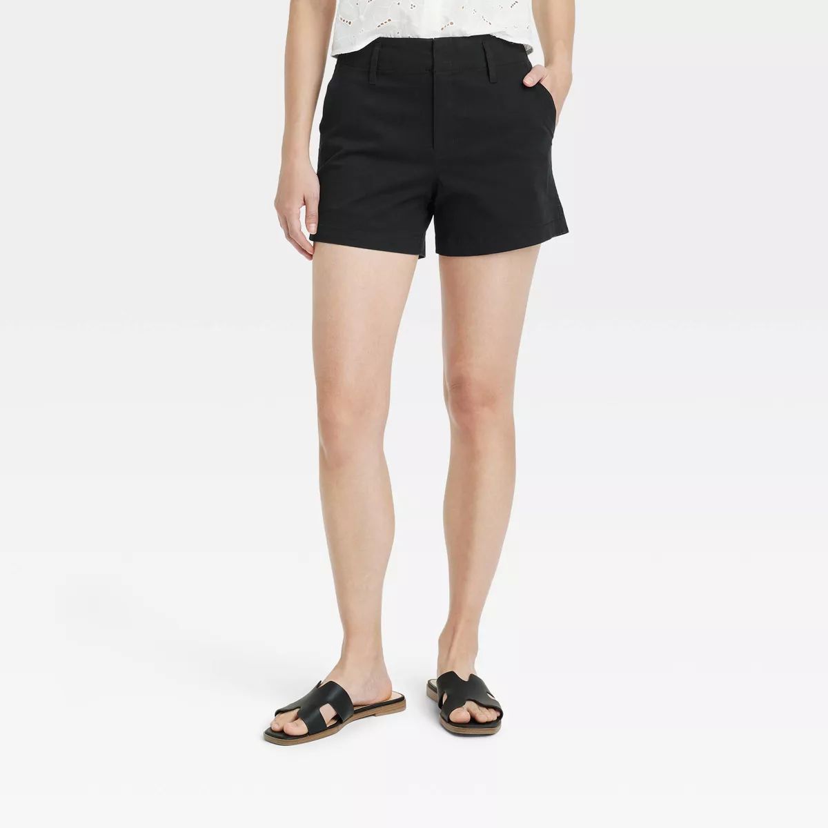 Women's High-Rise Everyday Chino Shorts - A New Day™ Black 2 | Target