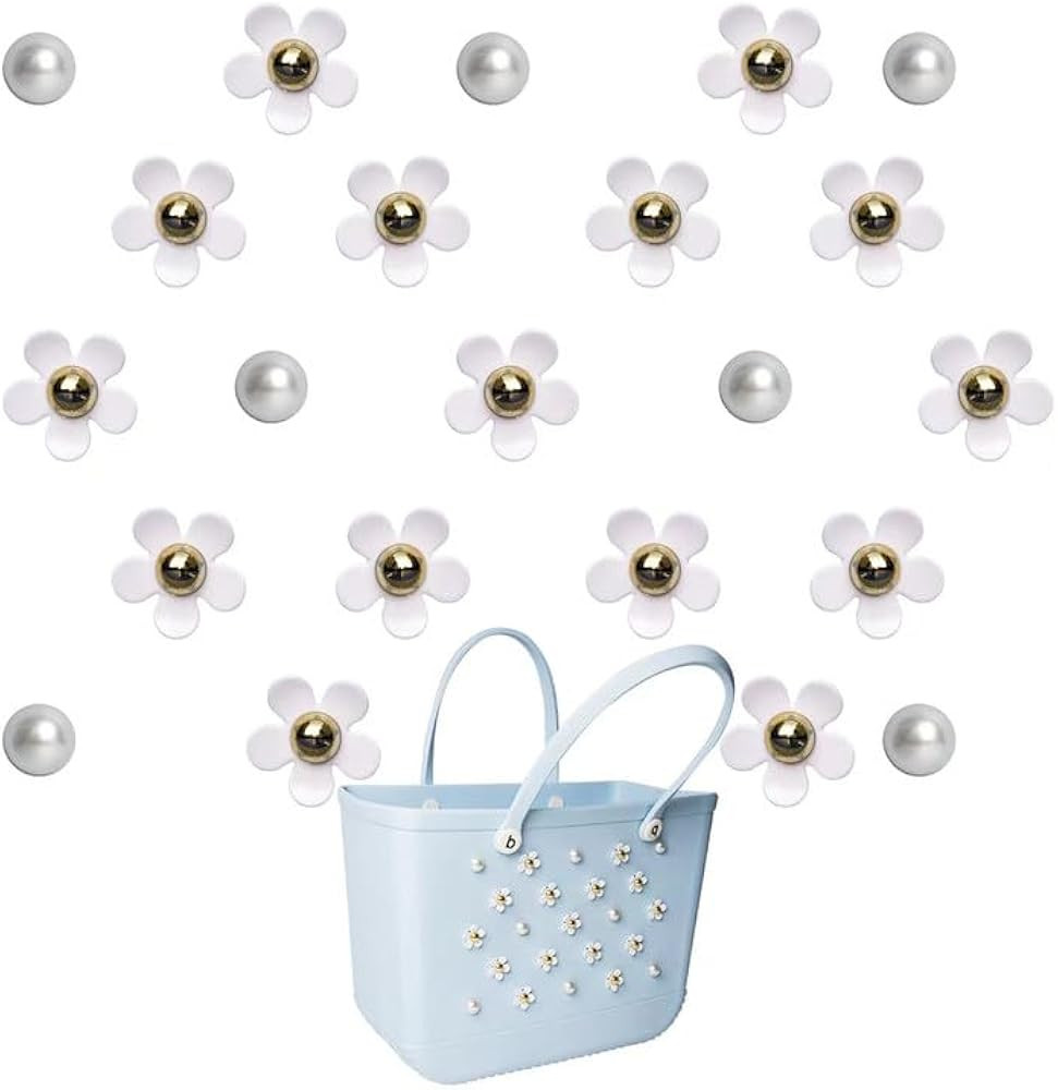 Flower Charms Compatible with Bogg Bag＆Simply Southern Totes, Pearl Bag Bits Insert Charm Acces... | Amazon (US)