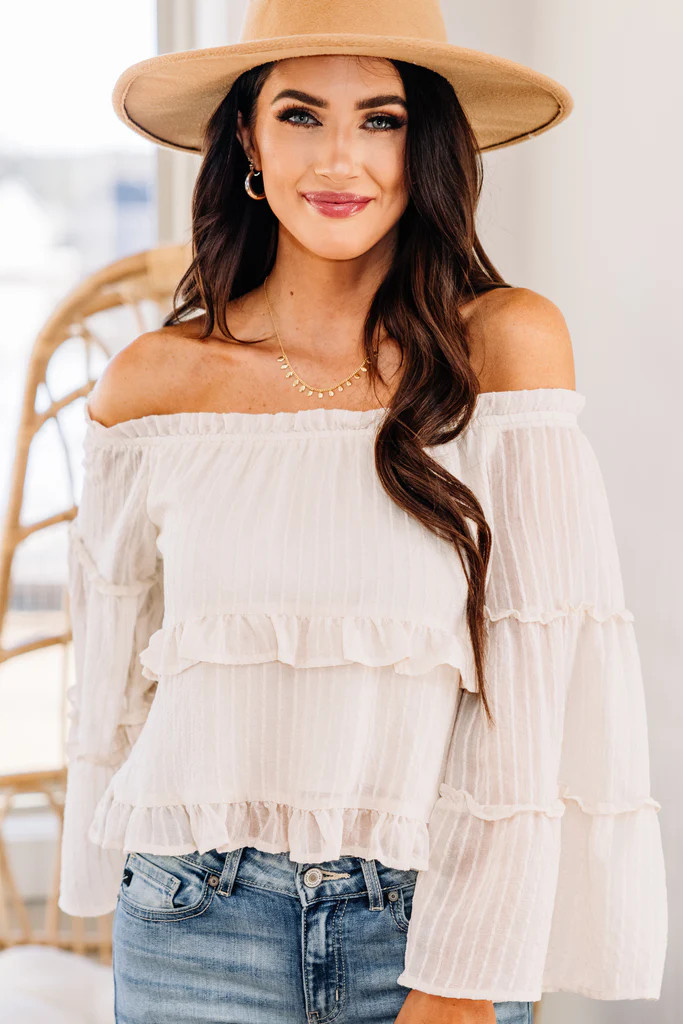 Let Me Love You Ivory White Ruffled Top | The Mint Julep Boutique