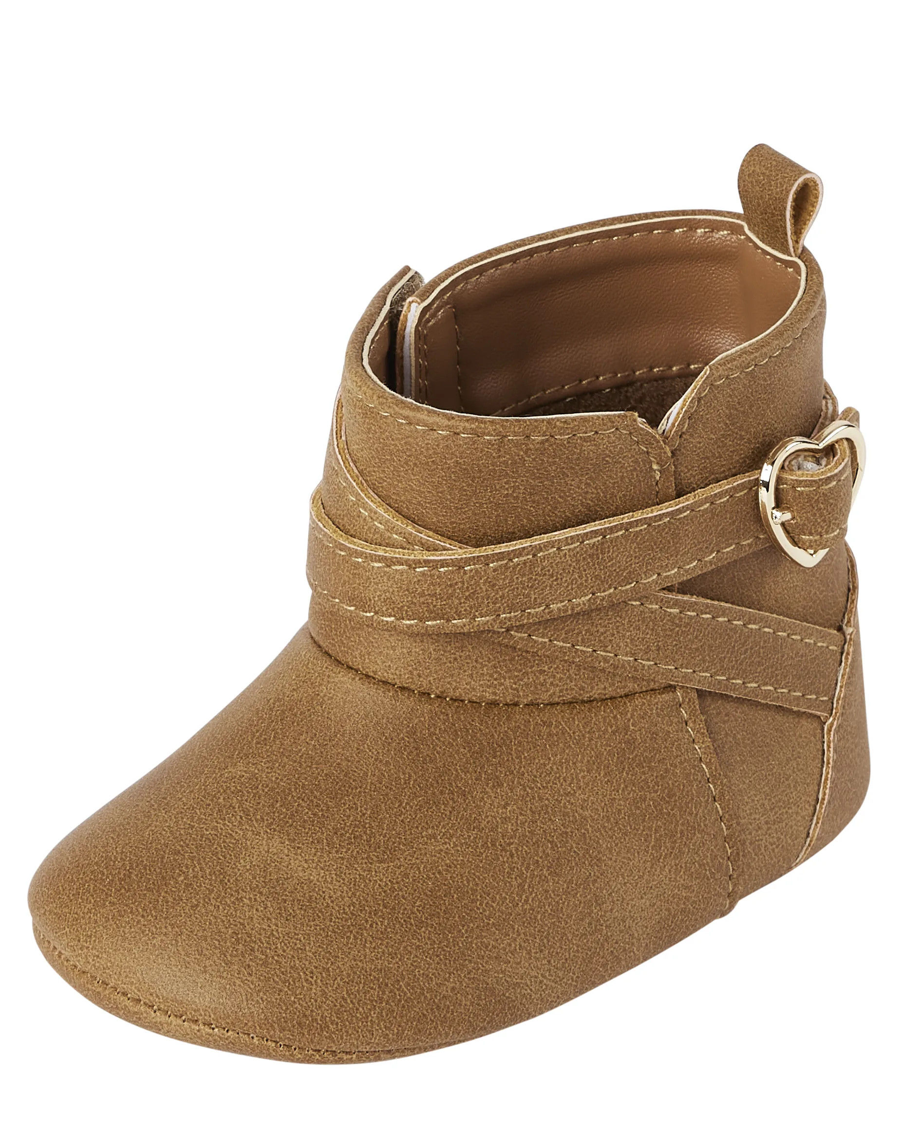 Baby Girls Heart Buckle Booties | The Children's Place  - TAN | The Children's Place