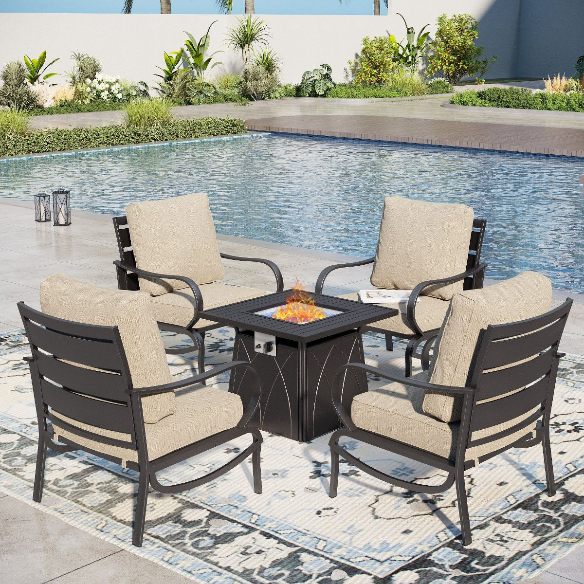 Captiva Designs 5pc Metal Patio seating Furniture Fire Pit Set for Garden Porch Backyard | Target