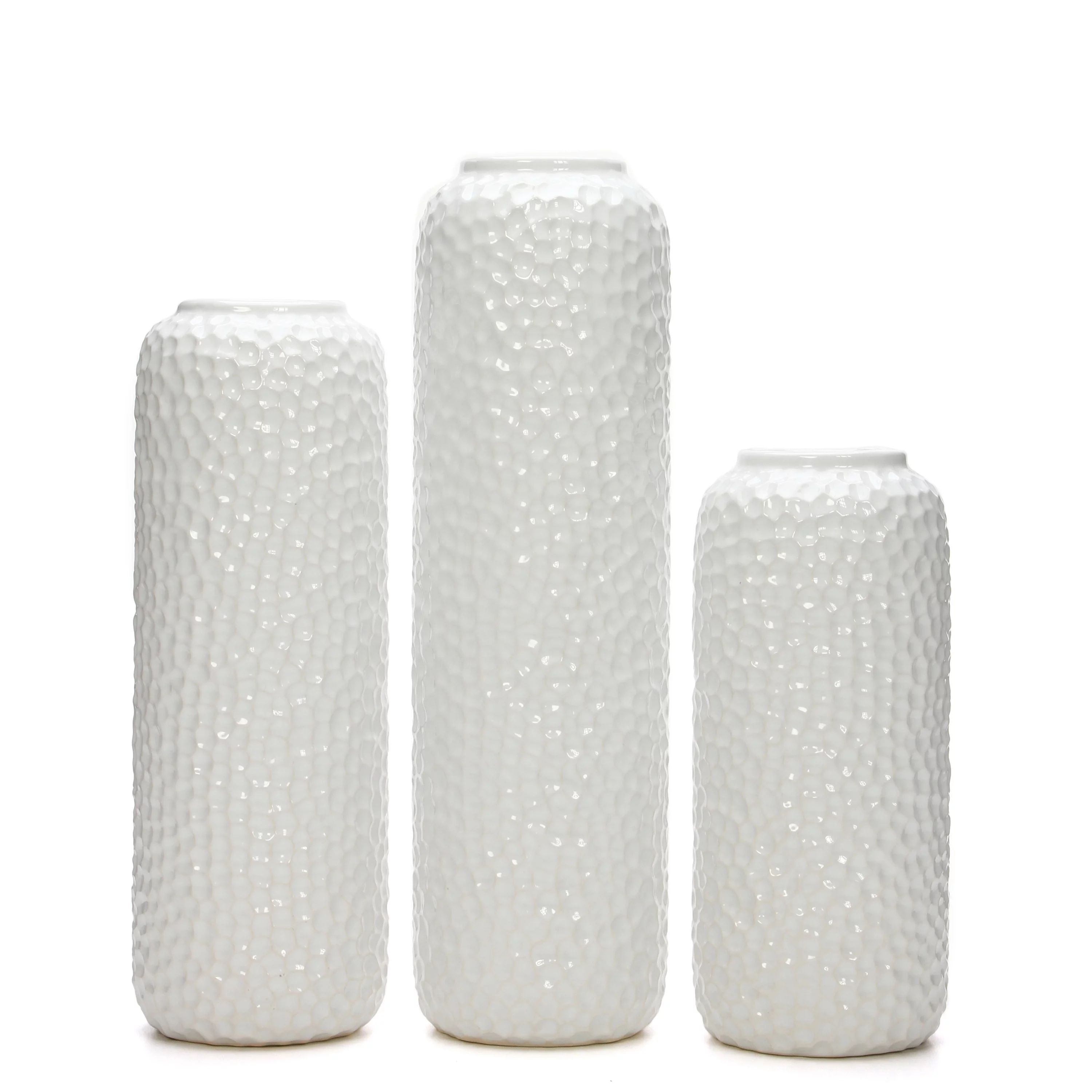 Hosley's Set of 3, White Ceramic Honeycomb Vases - Walmart.com | Walmart (US)