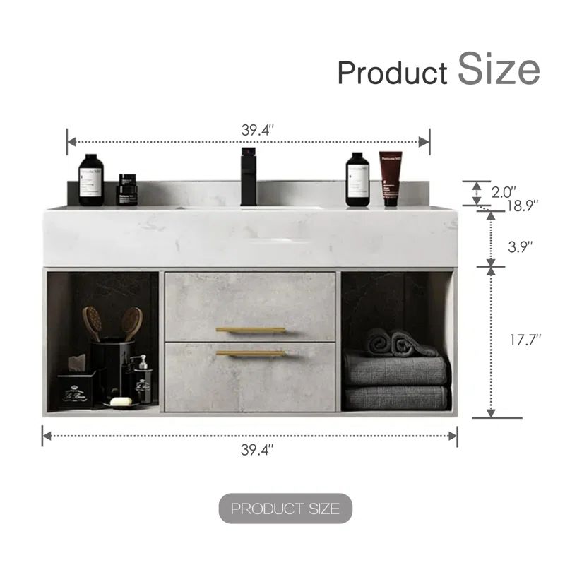 39.4'' Wall-Mounted Single Bathroom Vanity Set | Wayfair North America