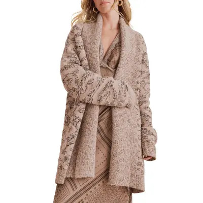Splendid Desiree Longline Belt Cardigan in Neutral/multi at Nordstrom, Size X-Small | Nordstrom