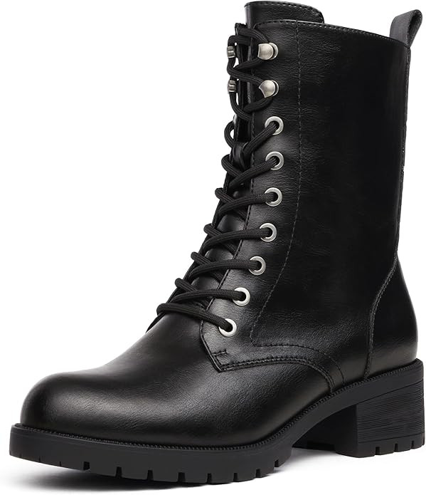 DREAM PAIRS Lace-up Combat Boots Mid-calf Military Winter Boot for Women | Amazon (US)