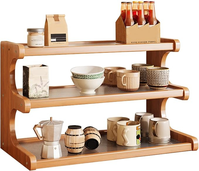 3-Tier Wooden Mug Holder Countertop, Coffee Cup Holder Mug Display Coffee Mug Organizer Mug Rack ... | Amazon (US)