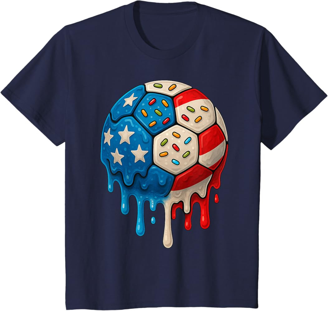 Ice Cream Drip Soccer Stuff 4th of July Boys Kids T-Shirt | Amazon (US)