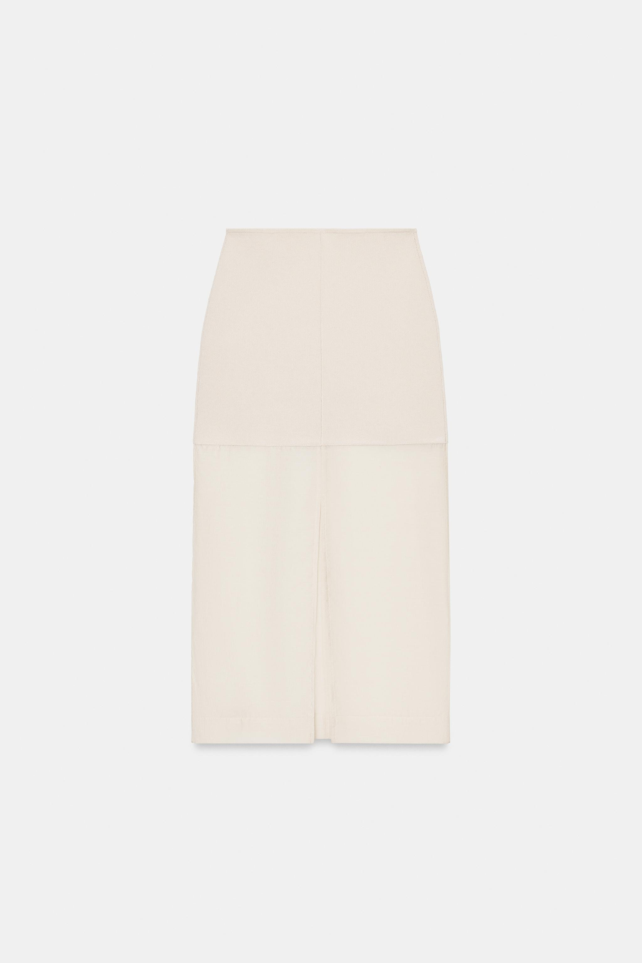 CONTRASTING KNIT PENCIL SKIRT | Zara US