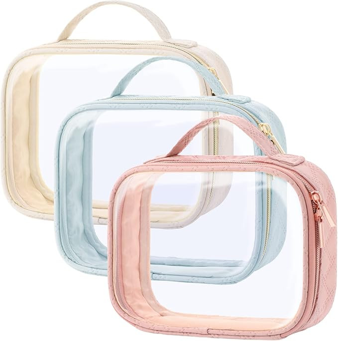 PACKISM TSA Approved Toiletry Bag, 3 Pack Clear Makeup Bags with Handle Large Opening, Clear Toil... | Amazon (US)