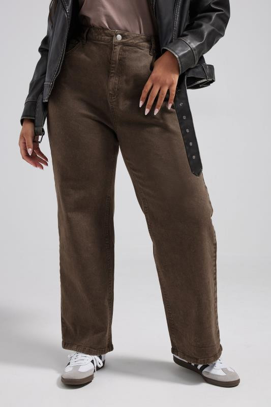 LIMITED COLLECTION Plus Size Brown Straight Leg Jeans | Yours Clothing UK