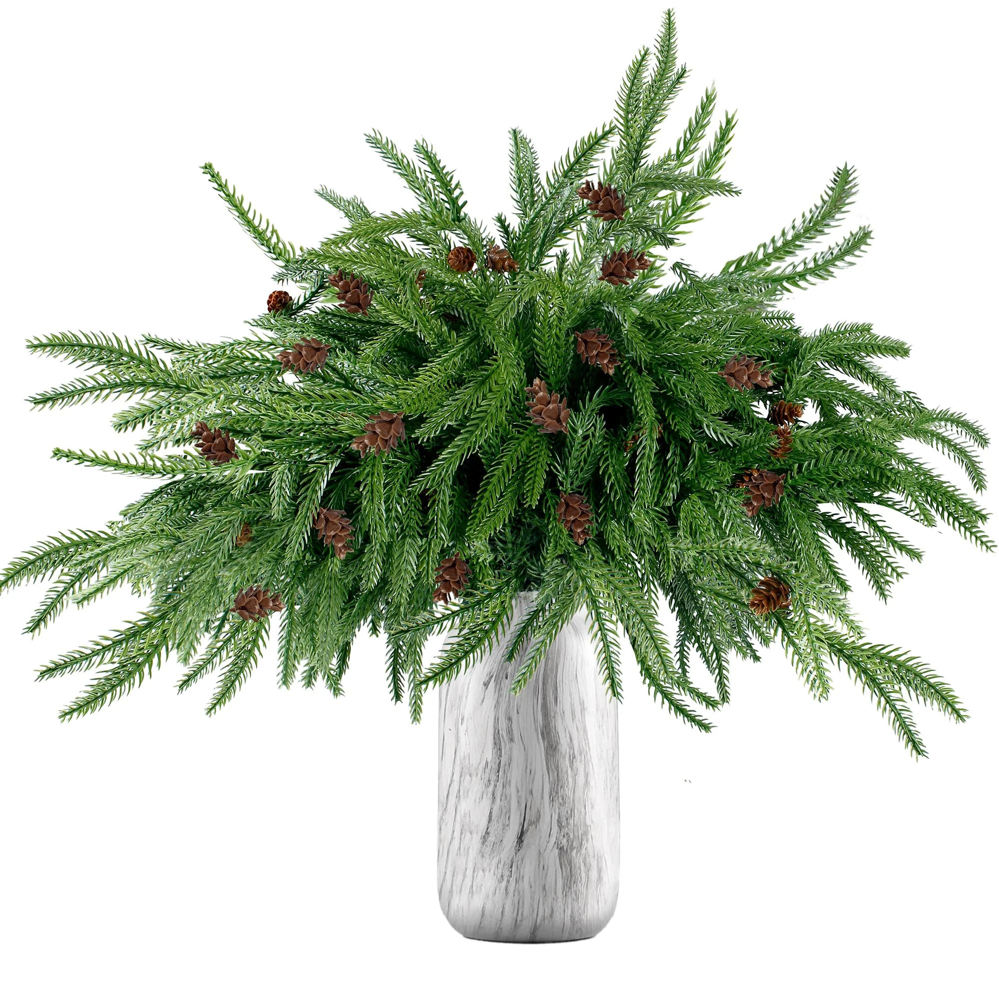 10 Pcs Christmas Norfolk Pine Branches with Pine Cones Faux Christmas Greenery Norfolk Pine Stems... | Walmart (US)