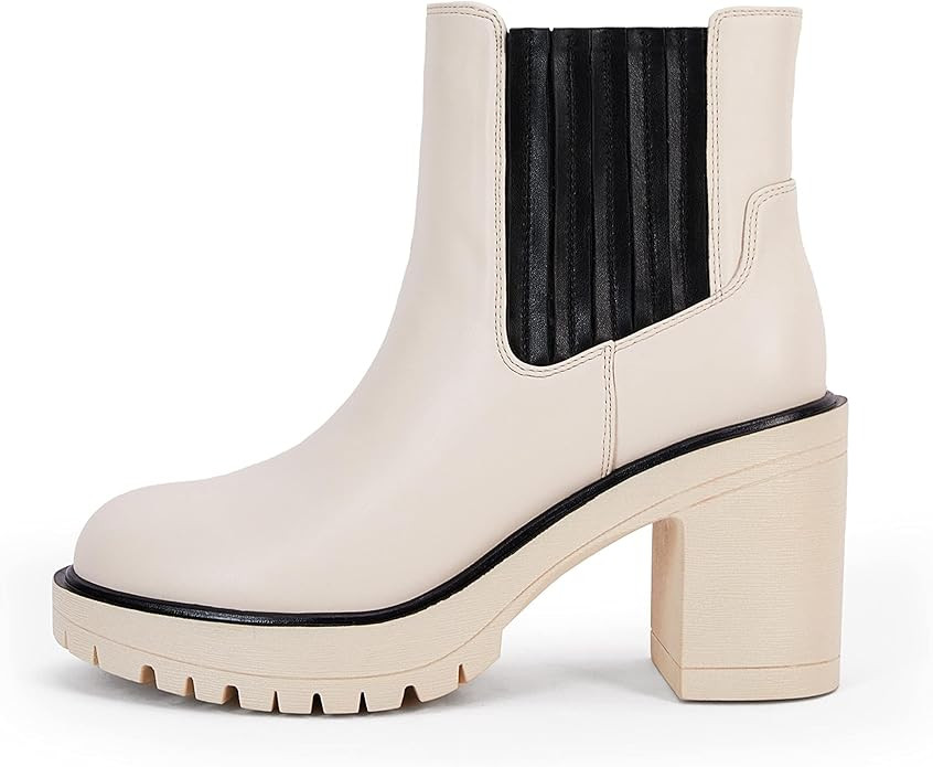 Womems Platform Lug Sole Ankle Boots Chunky Block Heel Seam Booties Combat Cozy Round Toe Chelsea... | Amazon (US)