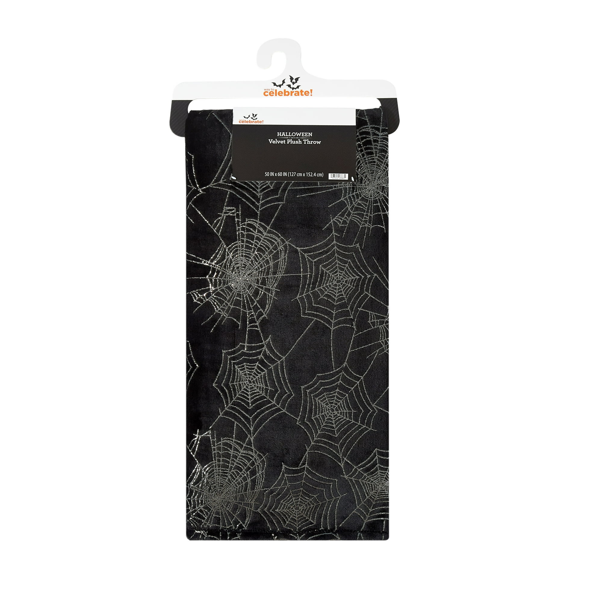 Way To Celebrate 50"x60" Black Spiderweb Plush Throw | Walmart (US)