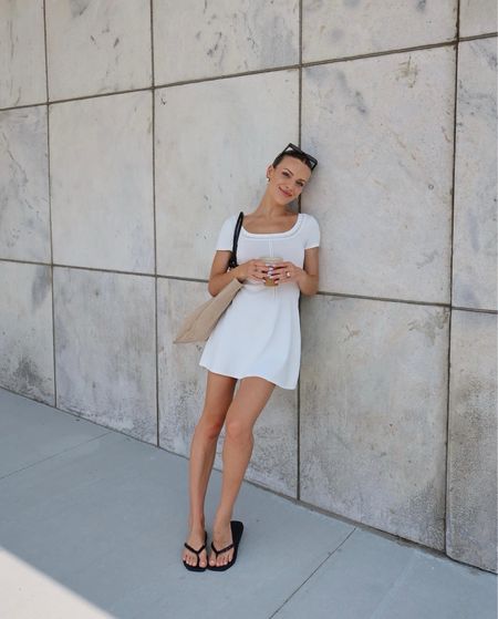effortless summer  white mini + square toe flip flops 🤍🖤

#LTKunder100 #LTKstyletip #LTKSeasonal
