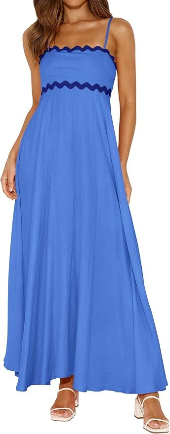PRETTYGARDEN Womens Spaghetti Strap Maxi Dresses 2024 Summer Casual Sleeveless Smocked Boho A Lin... | Amazon (US)