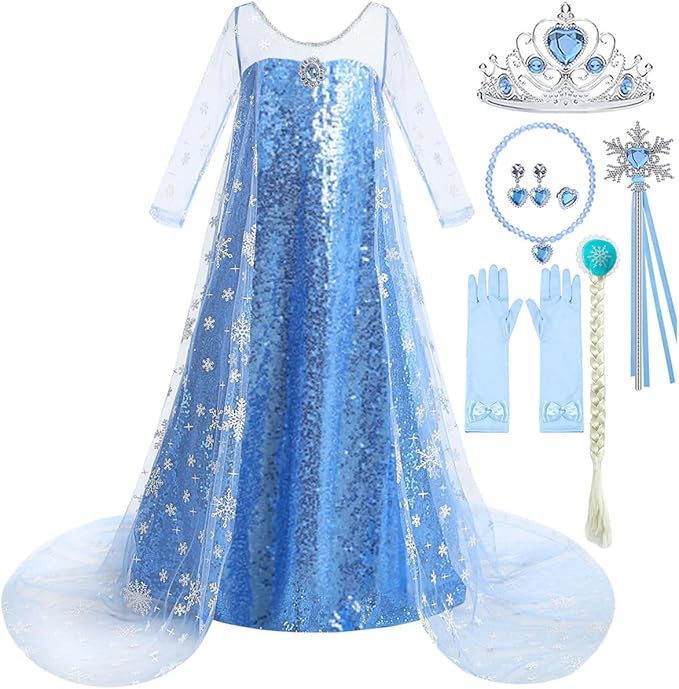 Snow Princess Dress for Girls Toddler Queen Costume Halloween Christmas Cosplay Birthday Party Ou... | Amazon (US)