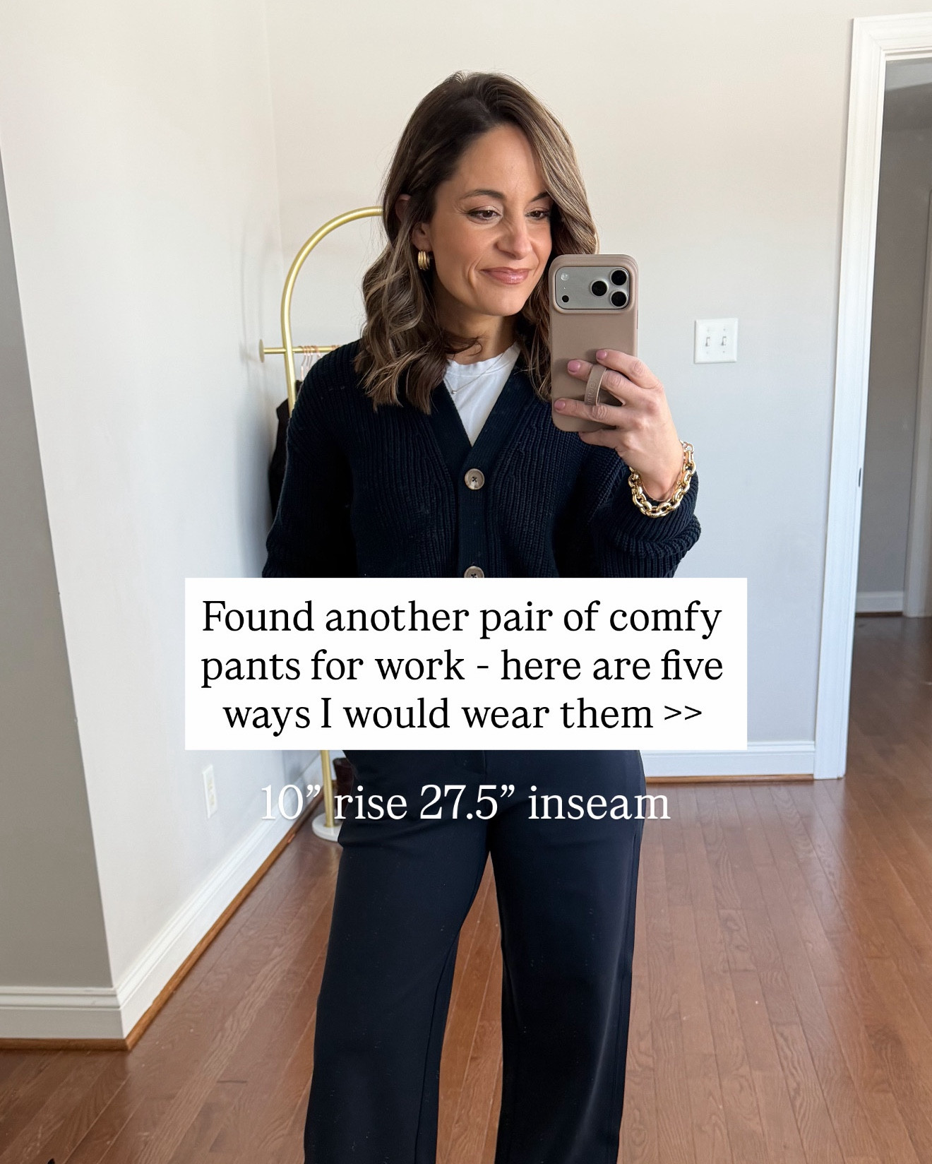Casual outfits for work with navy wide leg pants! 

Pants: petite xxs/00 - 10” rise, 27.5” inseam. True to size 

Outfit 1 
Sweater (J.Crew Factory): xxs 
Scarf (similar linked) 
Tote (Quince) 
Shoes (Sam Edelman): tts 

Outfit 2 
White top (Quince): xs 
Sweater (Quince): xs 
Tote (Quince) 
Ballet Flats (Sam Edelman): tts 

Outfit 3 
White top (Quince): xs 
Jacket (Aritzia): xxs 
Sneakers (Gola): tts 

Outfit 4 
Button down (J.Crew Factory): petite xxs 
Scarf (Similar linked) 
Jacket (J.Crew): petite 00 
Loafers (Sam Edelman): tts in French sand 

Outfit 5 
Sweater (Quince): xs 
Scarf (Madewell) 
Shoes (Sam Edelman): tts in French sand 

My measurements for reference: I’m 4’10” and 105lbs. My bust, waist, and hip measurement is 32”, 24”, and 36”.


#LTKPetite #LTKWorkwear