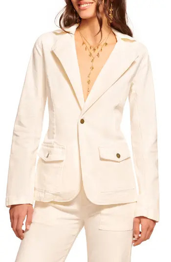 Ramy Brook Lia Notch Lapel Cotton Blend Blazer in White at Nordstrom Rack, Size Medium | Nordstrom Rack