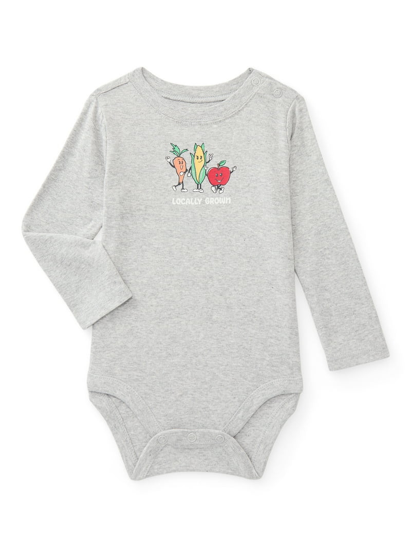 Wonder Nation Baby Boy Long Sleeve Graphic Bodysuit, Sizes 0-24 Months | Walmart (US)