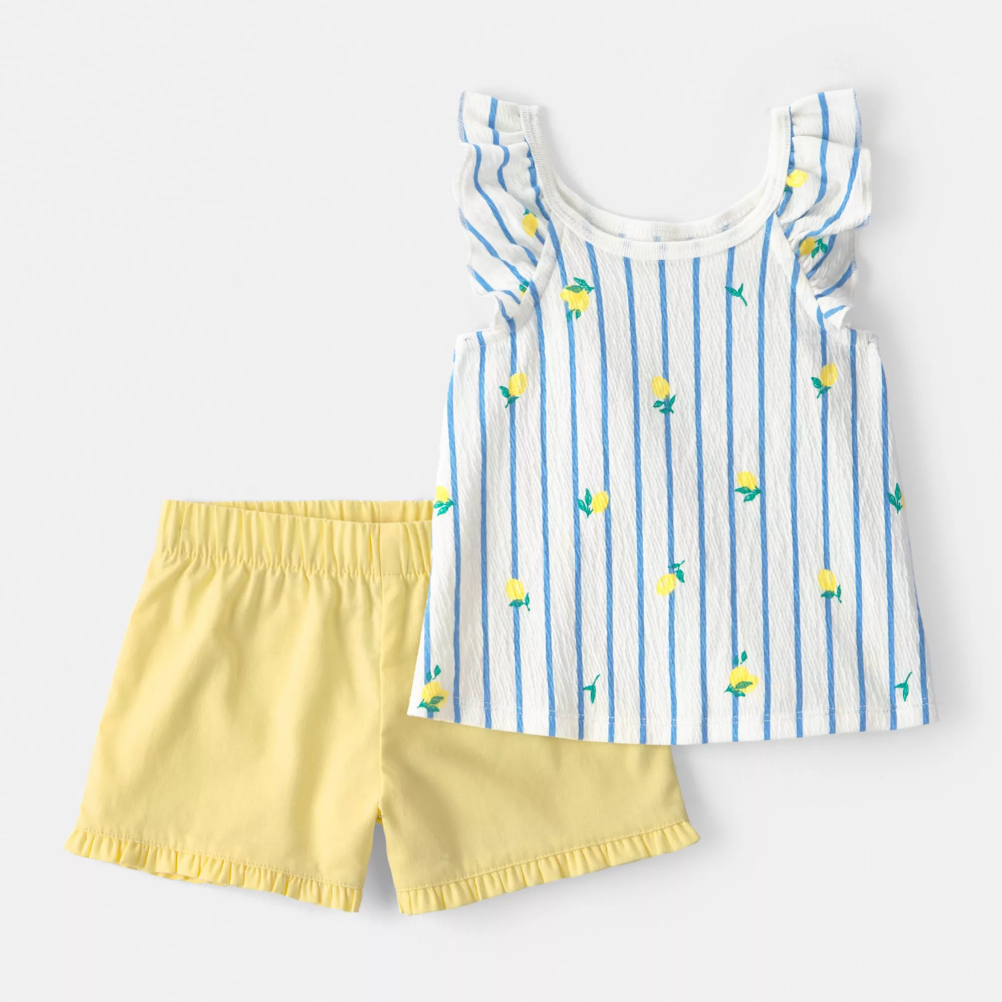 Baby Girl Carter's 2-Piece Lemon Striped Top & Short Set | Kohl's