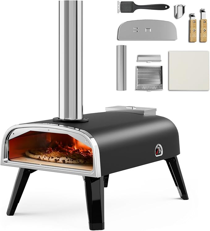 Pizza Oven Outdoor 12" Wood Fired Pizza Ovens Pellet Pizza Stove for outside, Portable Stainless ... | Amazon (US)