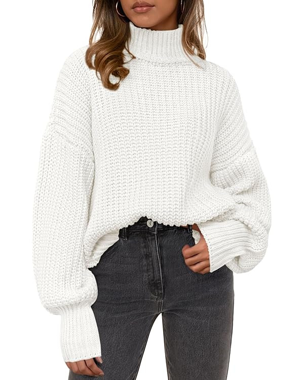 PRETTYGARDEN Fall Oversized Sweaters for Women 2025 Chunky Knit Long Sleeve Turtle Neck Pullover ... | Amazon (US)