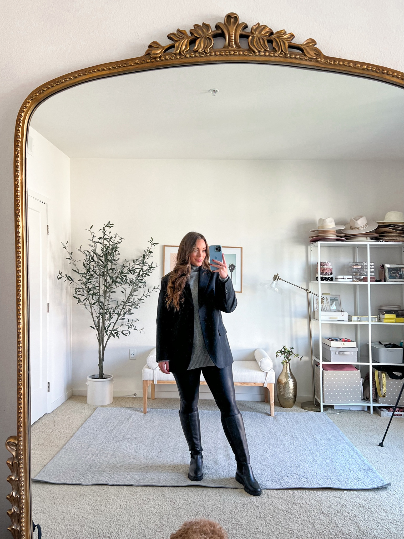 The perfect fall outfit when you don’t know what to wear but need to be pulled together.
Spanx faux leather leggings fit true to size imo, I wear a size medium.
Gray turtleneck tunic sweater comes in more colors, I am wearing a medium.
This blazer is one of my most worn pieces, wearing a size US 6

#LTKmidsize #LTKSeasonal #LTKstyletip