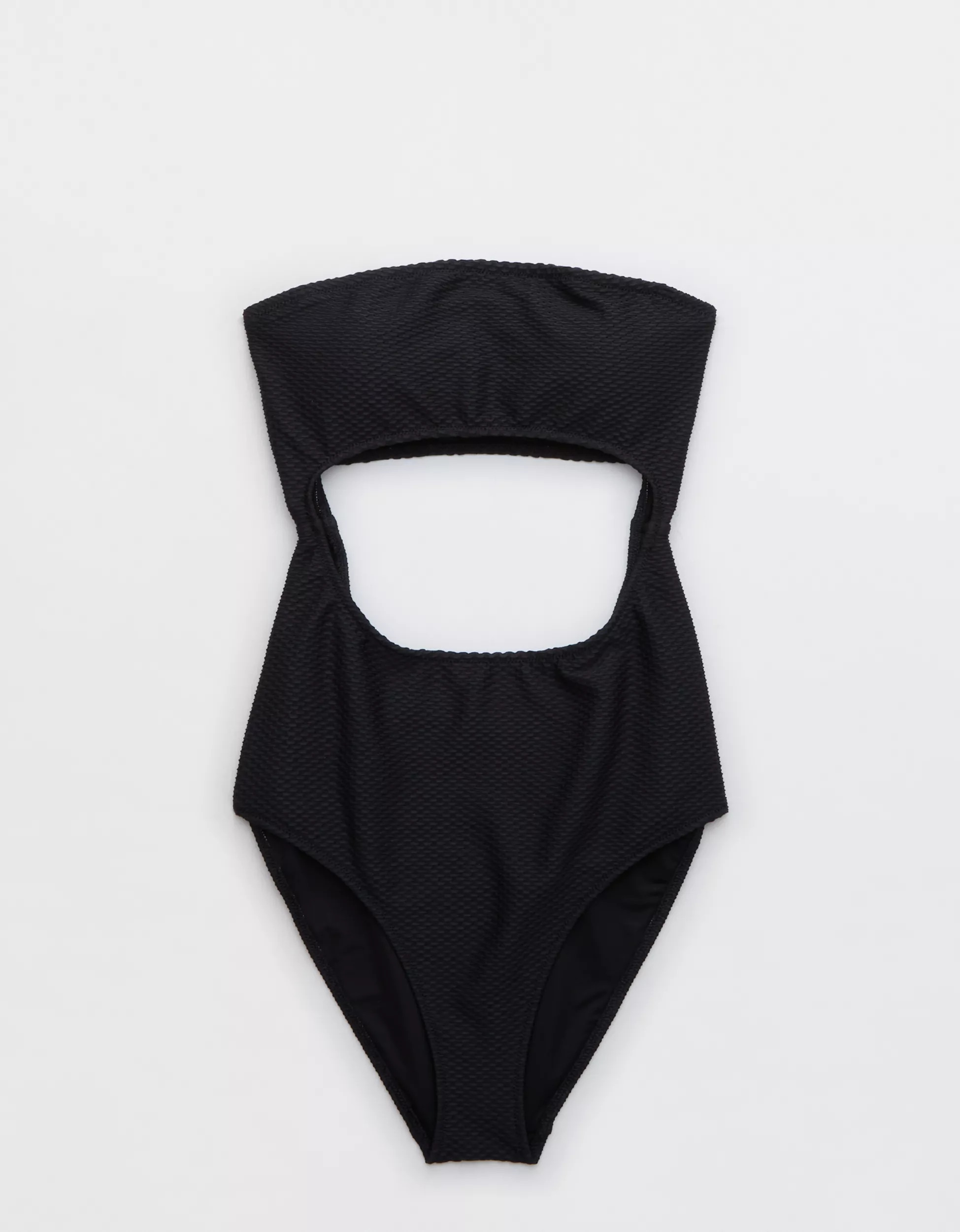 Aerie Jacquard Cut Out Strapless One Piece Swimsuit | Aerie