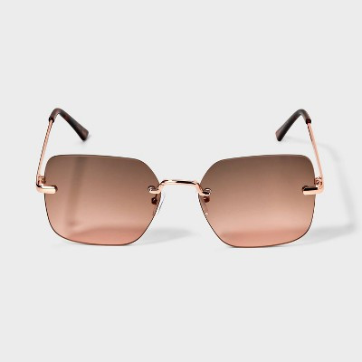 Women's Rimless Square Sunglasses - A New Day™ Rose Gold | Target