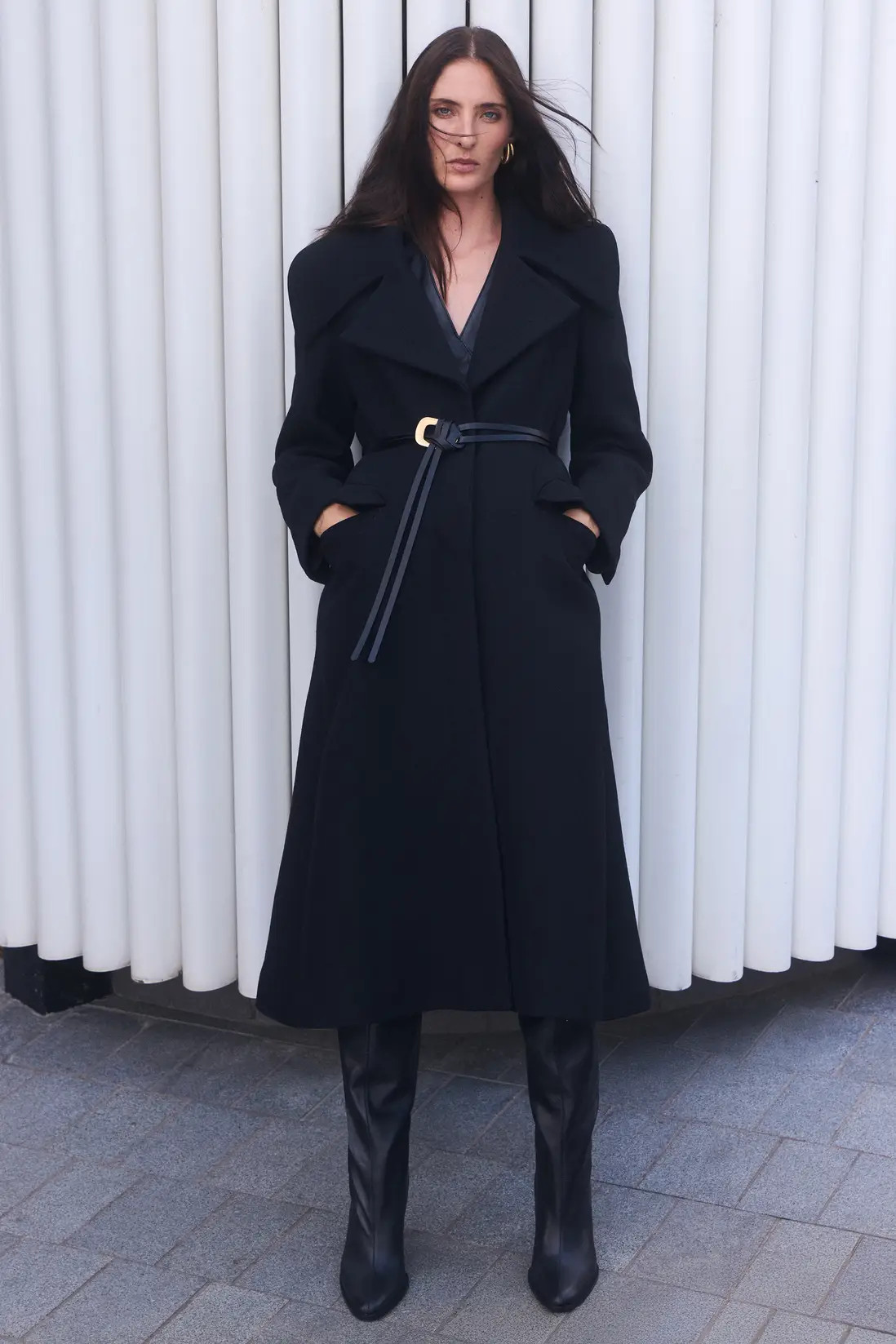 Jackets & Coats | Wool Shawl Collar Belted Tailored Midi Coat | KarenMillen | Karen Millen US