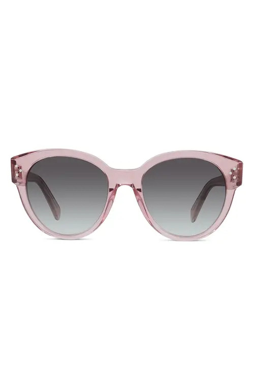CELINE 54mm Gradient Round Sunglasses in Shiny Pink/Cold Brown at Nordstrom | Nordstrom