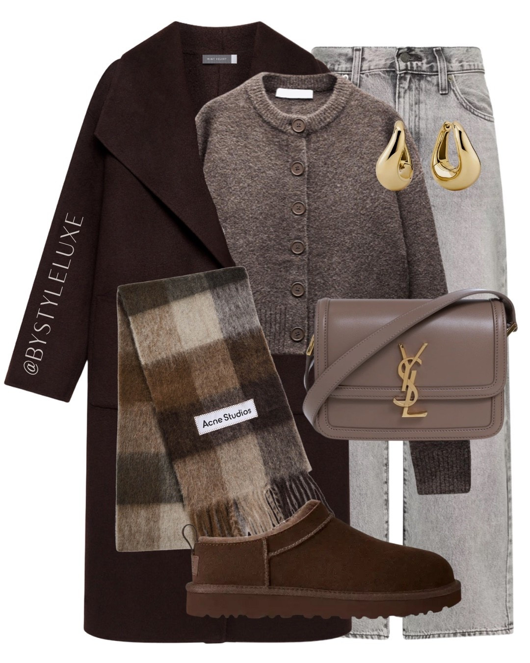 TAUPE & BROWN - obsessed with this Zara cardigan, such a good wardrobe staple, styled here with an oversized brown coat and matching Ugg micro boots. These boots are selling out fast! 

#coat #autumnoutfit #jeans

#LTKshoes #LTKautumn #LTKjeans