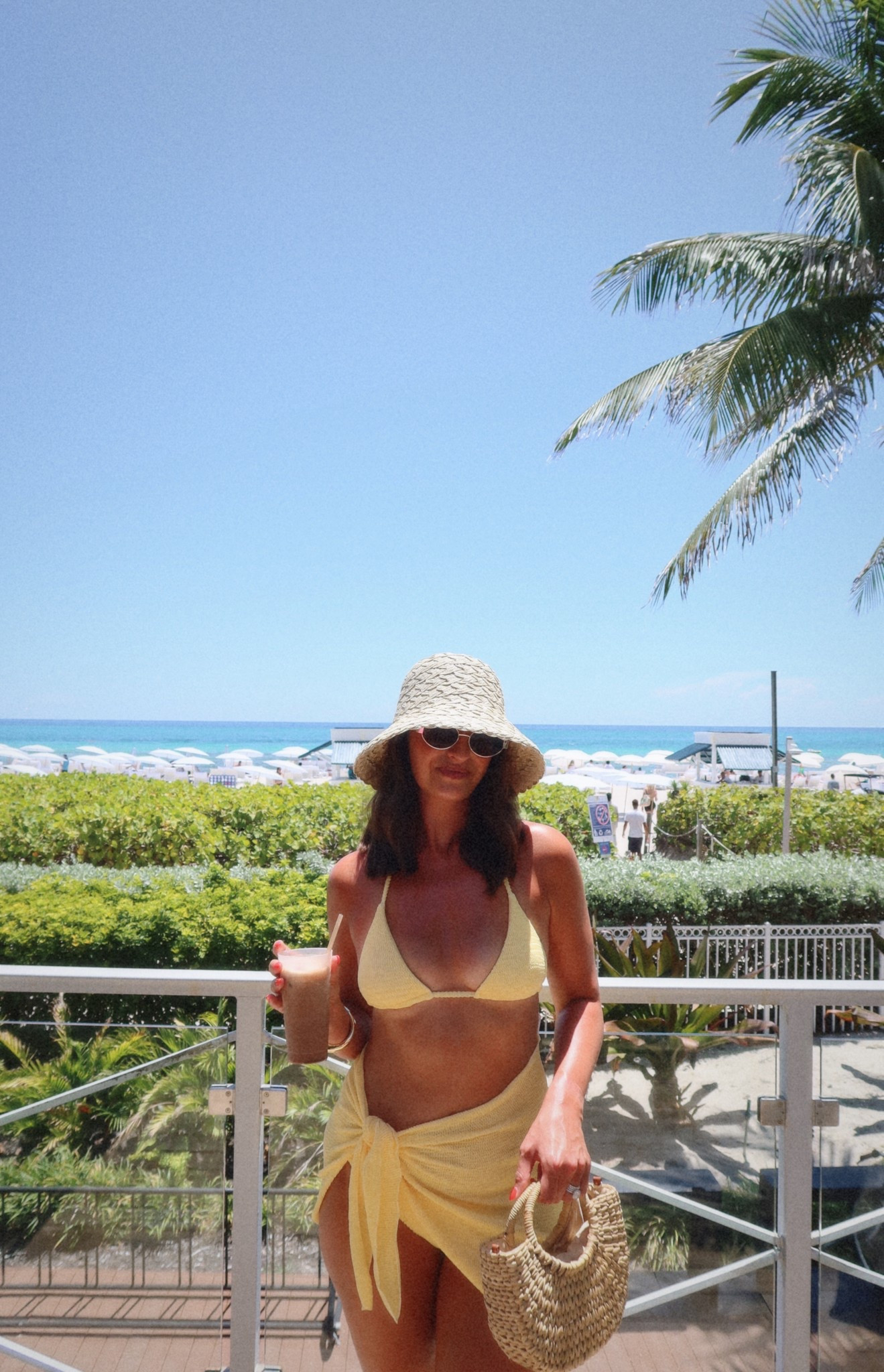 Size small bathing suit top, large bottoms! 

Resort wear / butter yellow swimsuit / bikini / Monday swim 