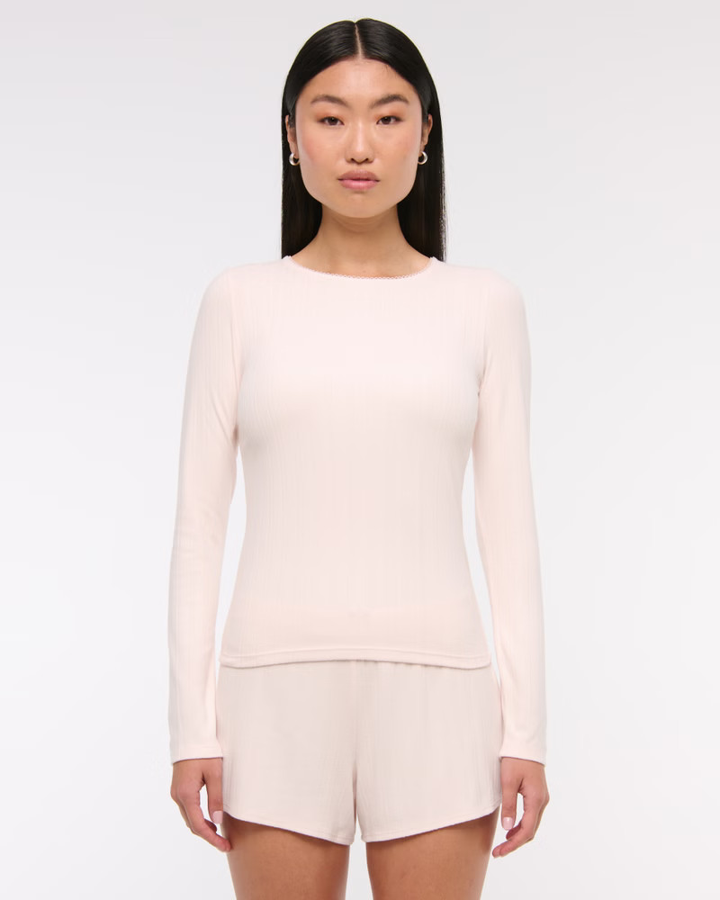 Long-Sleeve Pointelle Sleep Top | Abercrombie & Fitch (US)