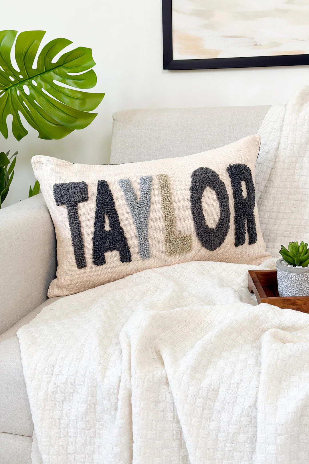 Personalized Name Pillow Cover with Punch Needle, Gift for Baby, Dorm Room Décor, Slumber Party ... | Etsy (US)