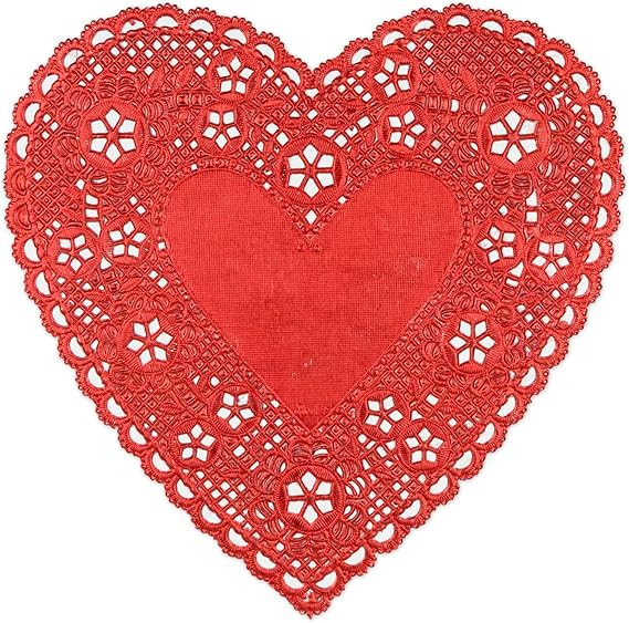 Hygloss Heart Doilies - 18 Pcs 6-Inch Red Foil Paper Heart Shaped Doilies for Valentines Crafts, ... | Amazon (US)
