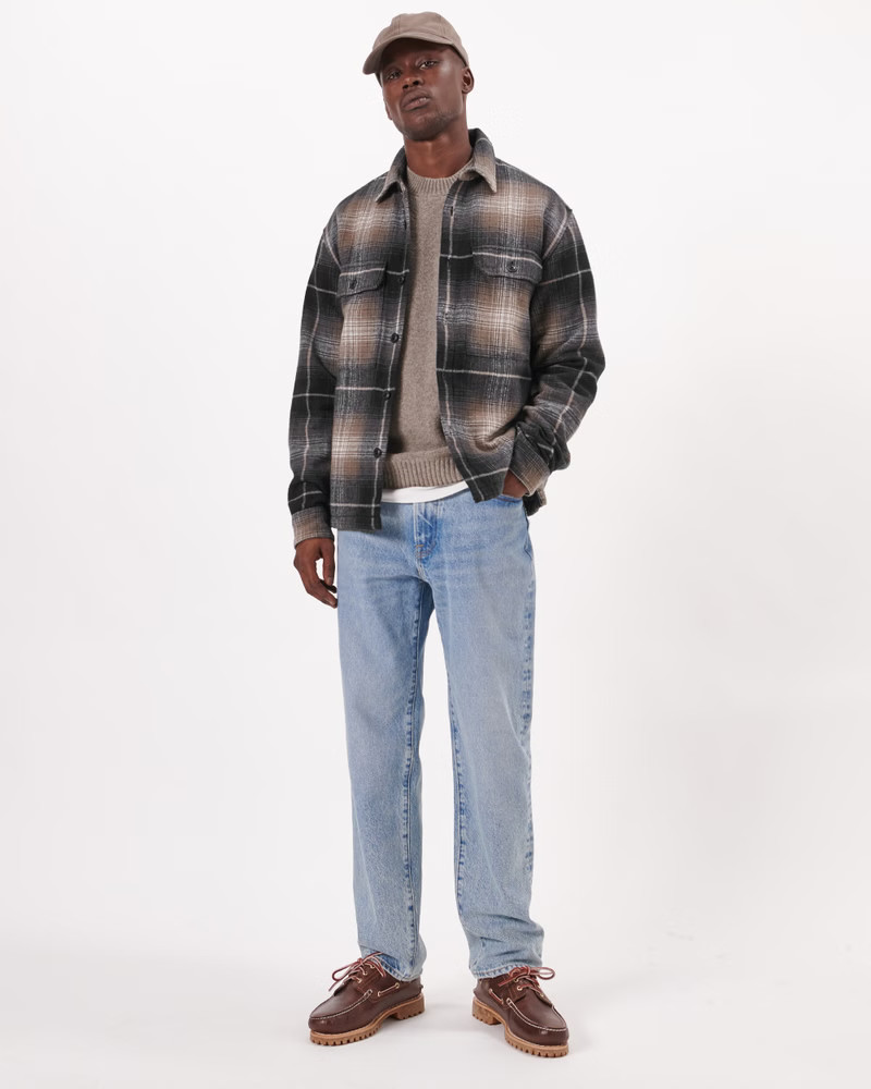 Relaxed Heavyweight Flannel Shirt Jacket | Abercrombie & Fitch (UK)