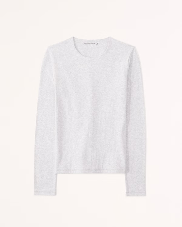 Women's Long-Sleeve Tuckable Cotton Seamless Crew Top | Women's New Arrivals | Abercrombie.com | Abercrombie & Fitch (US)