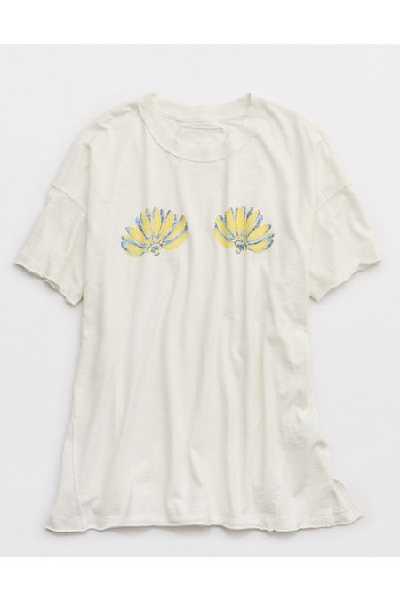 Aerie Oversized Crew Boyfriend T-Shirt Women's Natural White XXS | Aerie