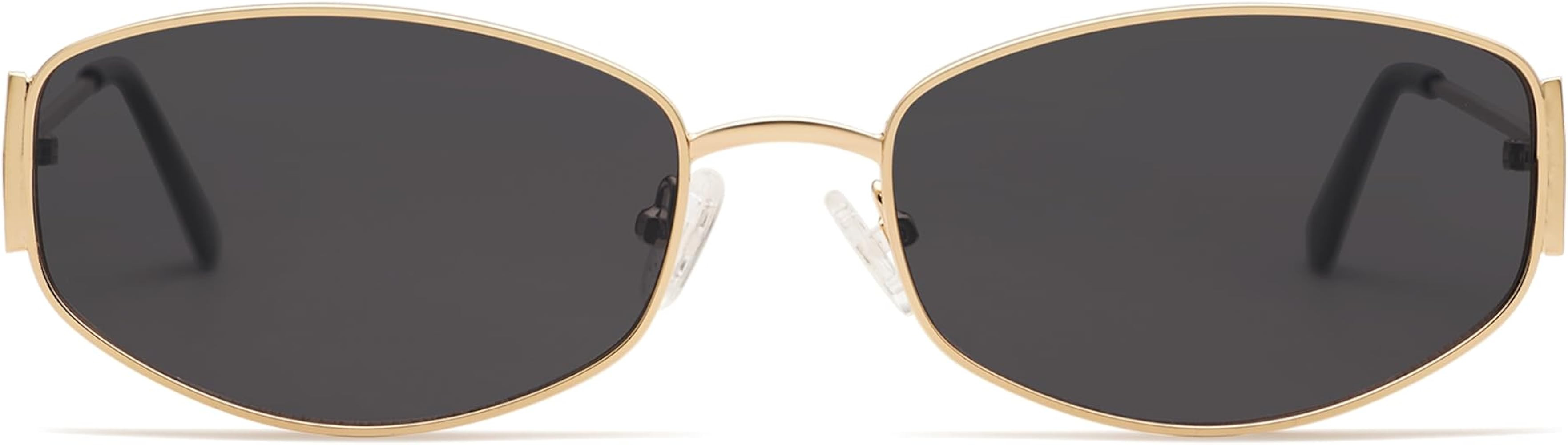 Retro Oval Sunglasses For Women Men Hexagonal Rectangle Metal Frame Sun Glasses AP3625 | Amazon (US)