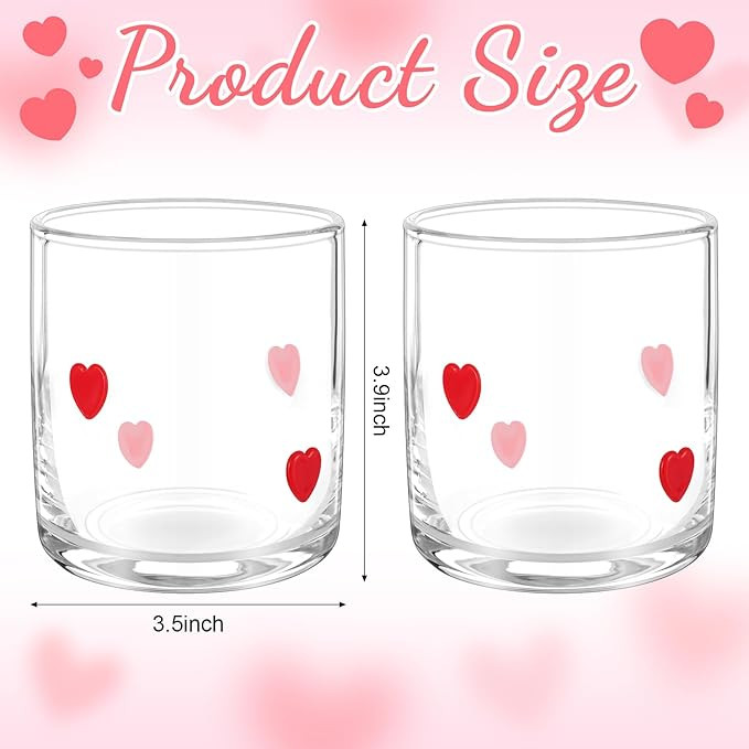 Booson 2 Pcs Valentine's Day Icon Glasses Valentine Glass Cup Juice Cups 16oz Stemless Icon Glass... | Amazon (US)