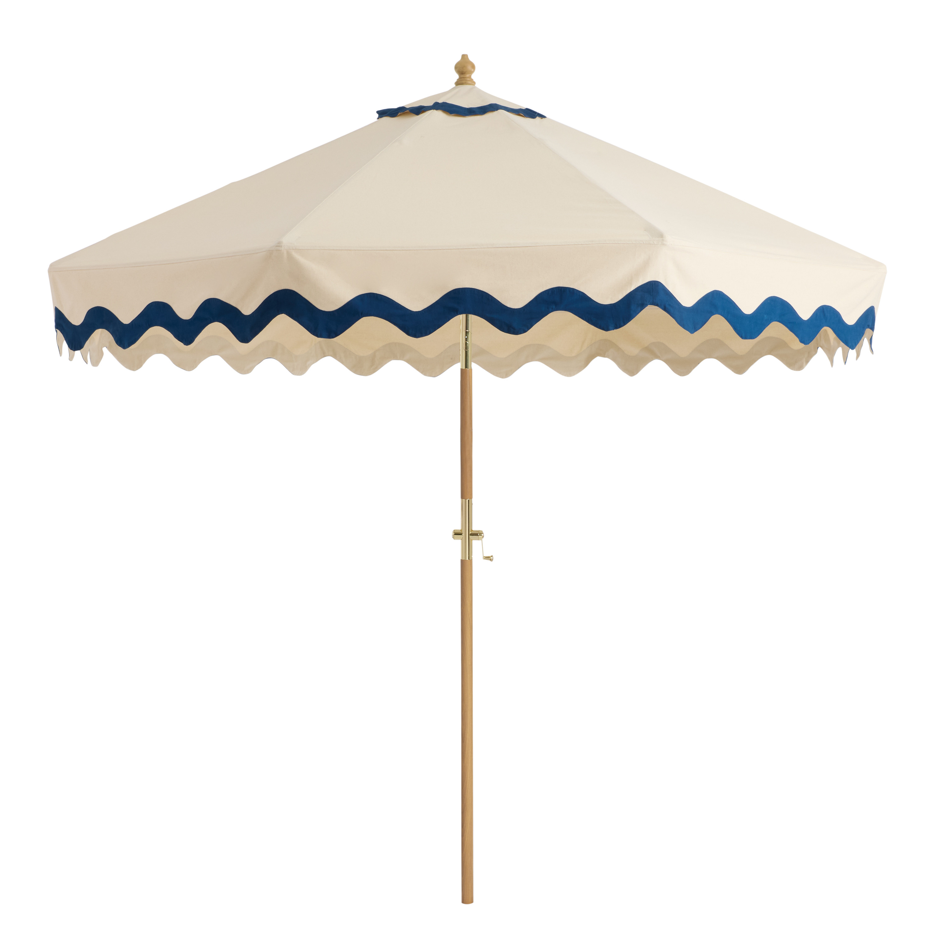 Natural Cotton Scalloped 9 Foot Crank Lift Tilting Patio Umbrella | World Market