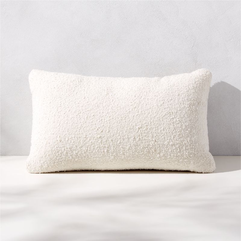 Silves Modern White Boucle Outdoor Throw Pillow 20''x12'' | CB2 | CB2
