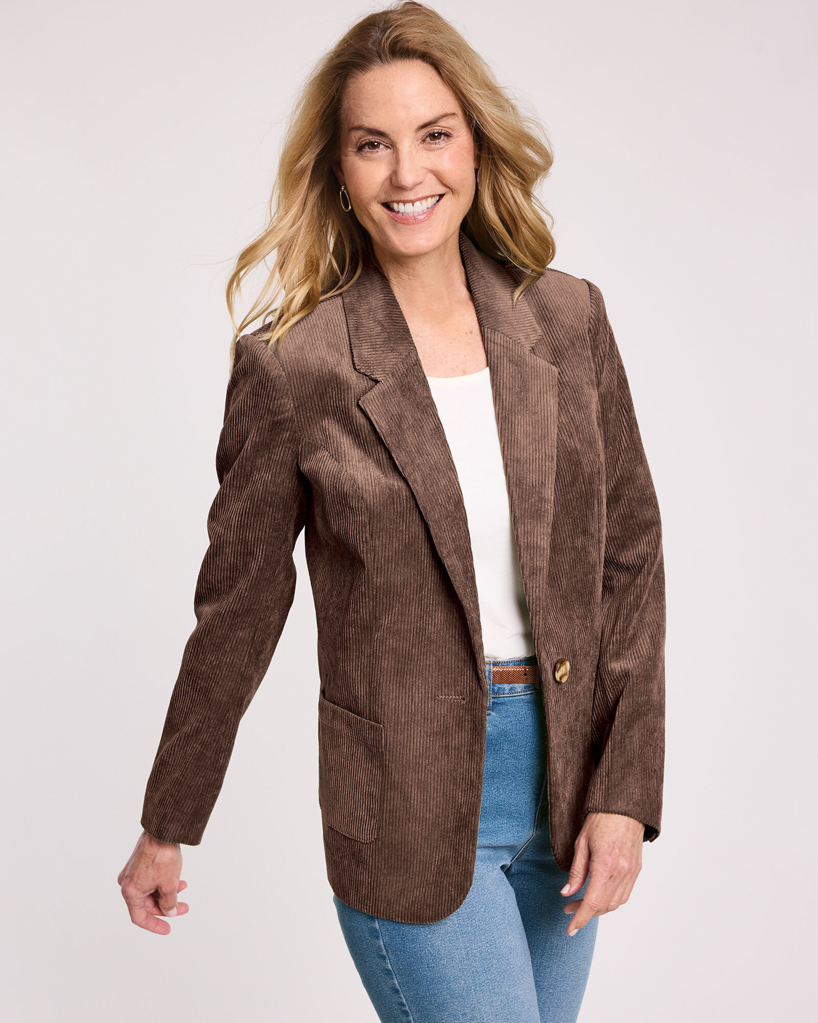 Blair Women's Corduroy Blazer - Brown - 10P - Petite | Blair