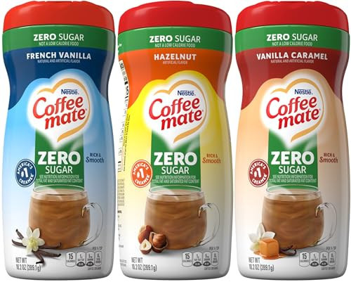 Coffee mate Zero Sugar Powder Coffee Creamer Variety, French Vanilla, Vanilla Caramel, Hazelnut, 10.2 oz (Pack of 3) | Amazon (US)