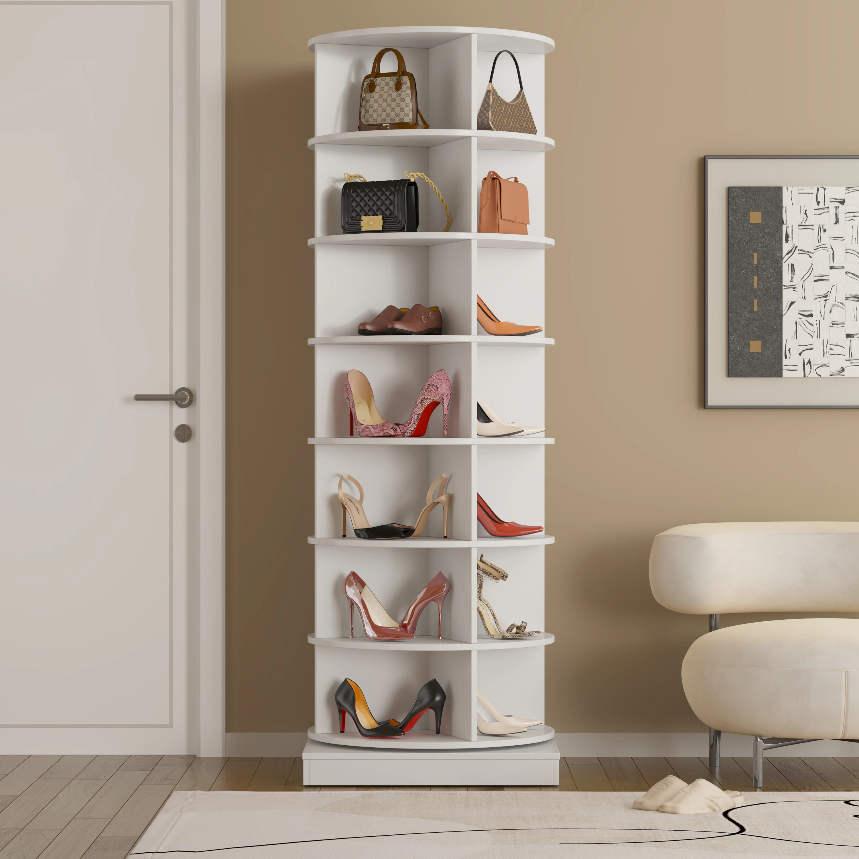 GDFStudio 360 Rotating shoe cabinet 7 layers Holds Up to 28 Paris of Shoes | 326913 | Lowe's