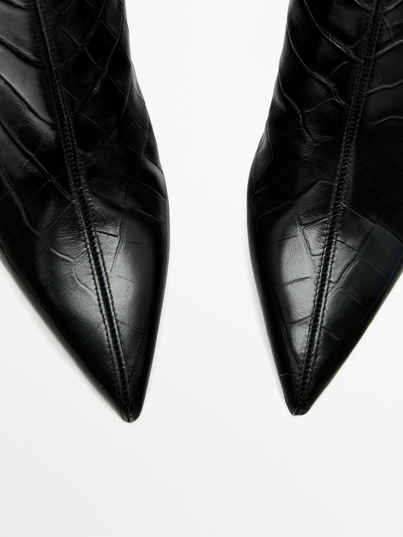 Mock croc embossed ankle boots | Massimo Dutti US