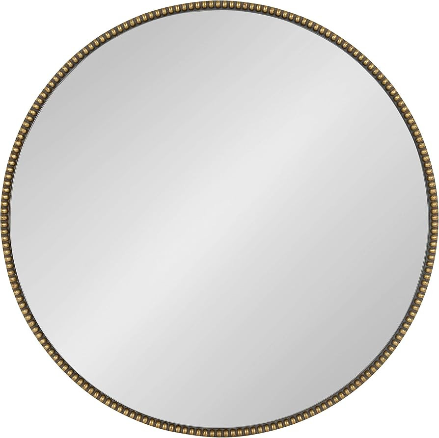 Kate and Laurel Gwendolyn Decorative Round Wall Mirror with Beaded Gold Leaf Frame, 23.6-Inch Dia... | Amazon (US)