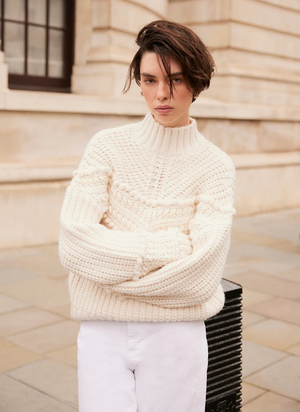 Cream Bobble Detail Knit Jumper | Mint Velvet